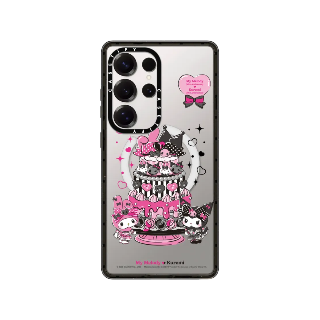 케이스티파이 x 산리오 마이 멜로디 & 쿠로미 아이폰 기념일 케이크 마그네틱 임팩트 케이스 블랙(Casetify x Sanrio My Melody & Kuromi iPhone Anniversary Cake Magnetic Impact Case Black)