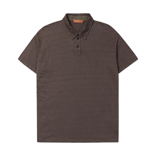 SOTAM24204BRX Series Daniel Fiesoli Linen Polo T Shirt Brown