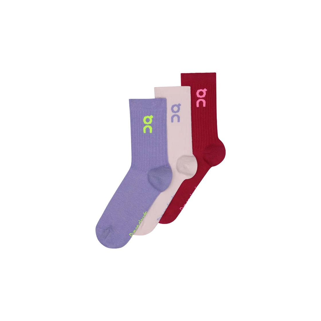 2UF10313891 On Running Logo High Socks Orchid Comet (3 Pack)