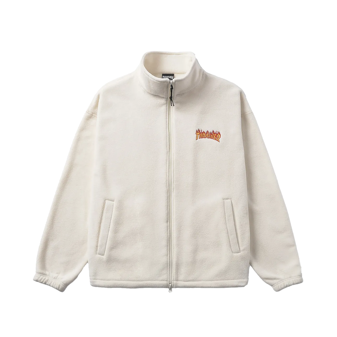 트레셔 스몰 플레임 로고 플리스 집업 자켓 아이보리(THRASHER Small Flame Logo Fleece Zip-Up Jacket Ivory)