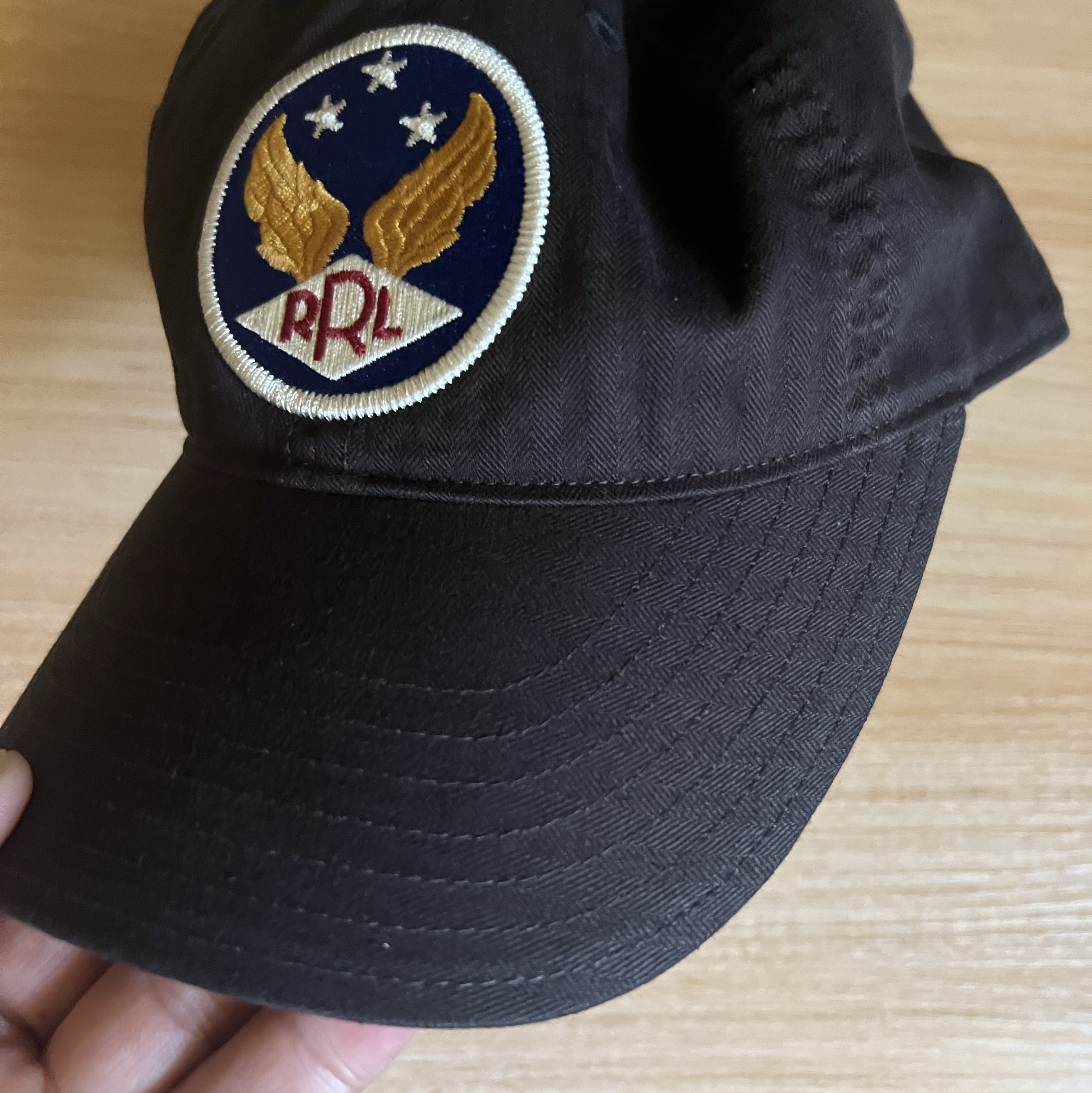 Double RL Garment Dyeing Twill Ball Cap Black 착용 스타일