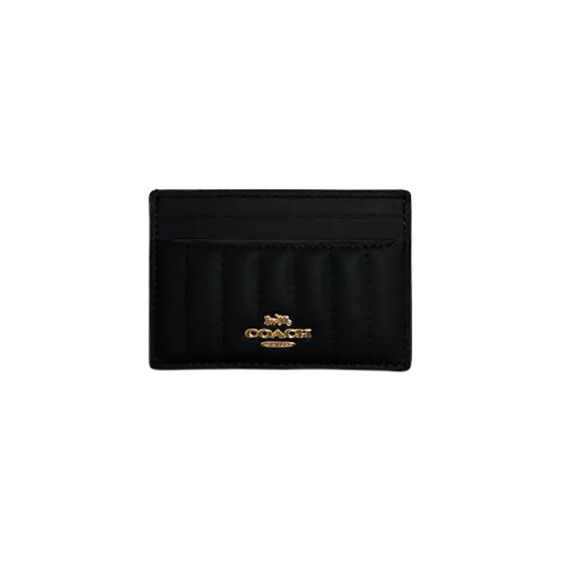 2980-IMBLK Coach Card Case with Linear Quilting Black