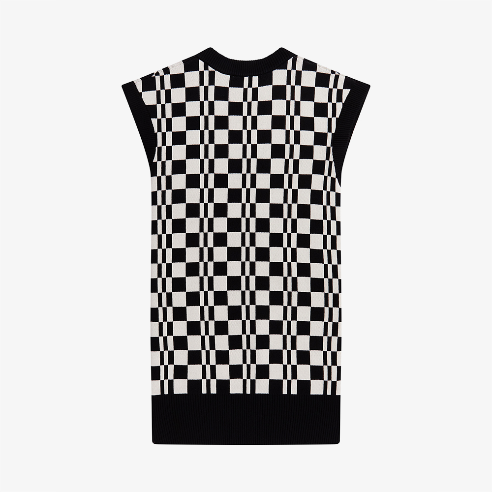 프레드페리 체커보드 니트 베스트 블랙 에크루(Fred Perry Chequerboard Knitted Vest Black Ecru) - 3