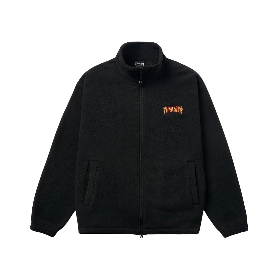 트레셔 스몰 플레임 로고 플리스 집업 자켓 블랙(THRASHER Small Flame Logo Fleece Zip-Up Jacket Black)