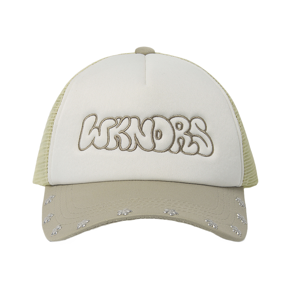 위캔더스 플로랄 트러커 캡 라이트 카키(WKNDRS Floral Trucker Cap Light Khaki)