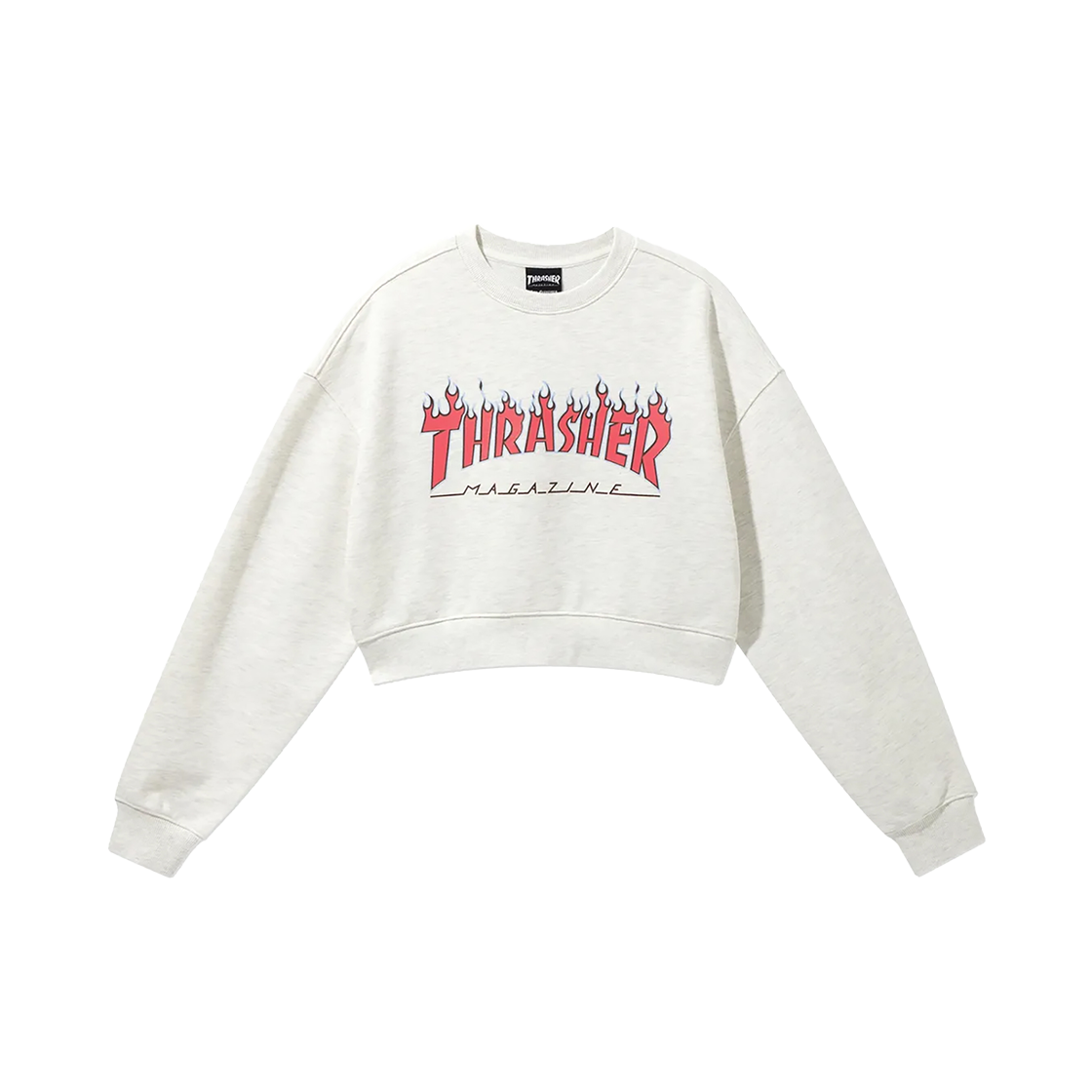 트레셔 플레임 크롭 맨투맨 오트밀(THRASHER Flame Crop Sweatshirt Oatmeal)