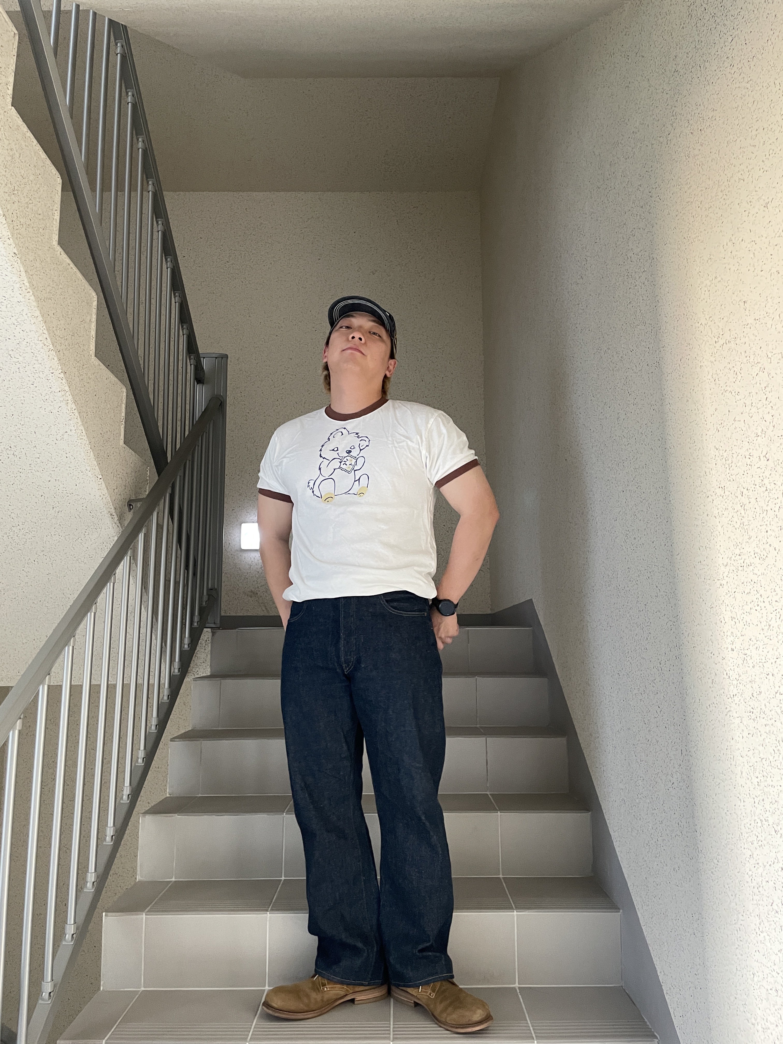 Kapital 20-T Ringer T-Shirt Peckish Patch White 착용 스타일 - 6
