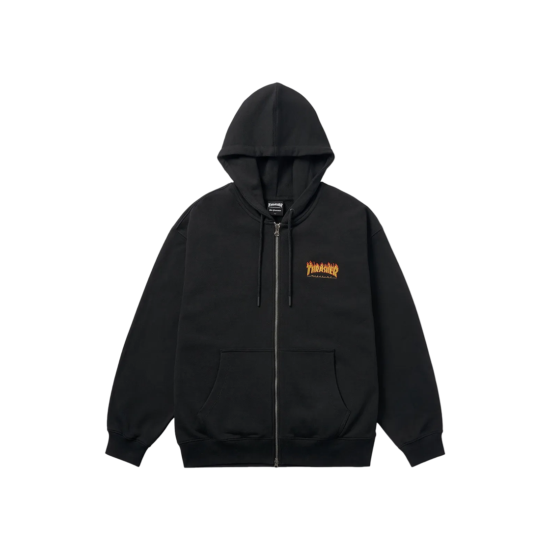 트레셔 플레임 로고 집업 후디 블랙(THRASHER Flame Logo Zip-Up Hoodie Black)