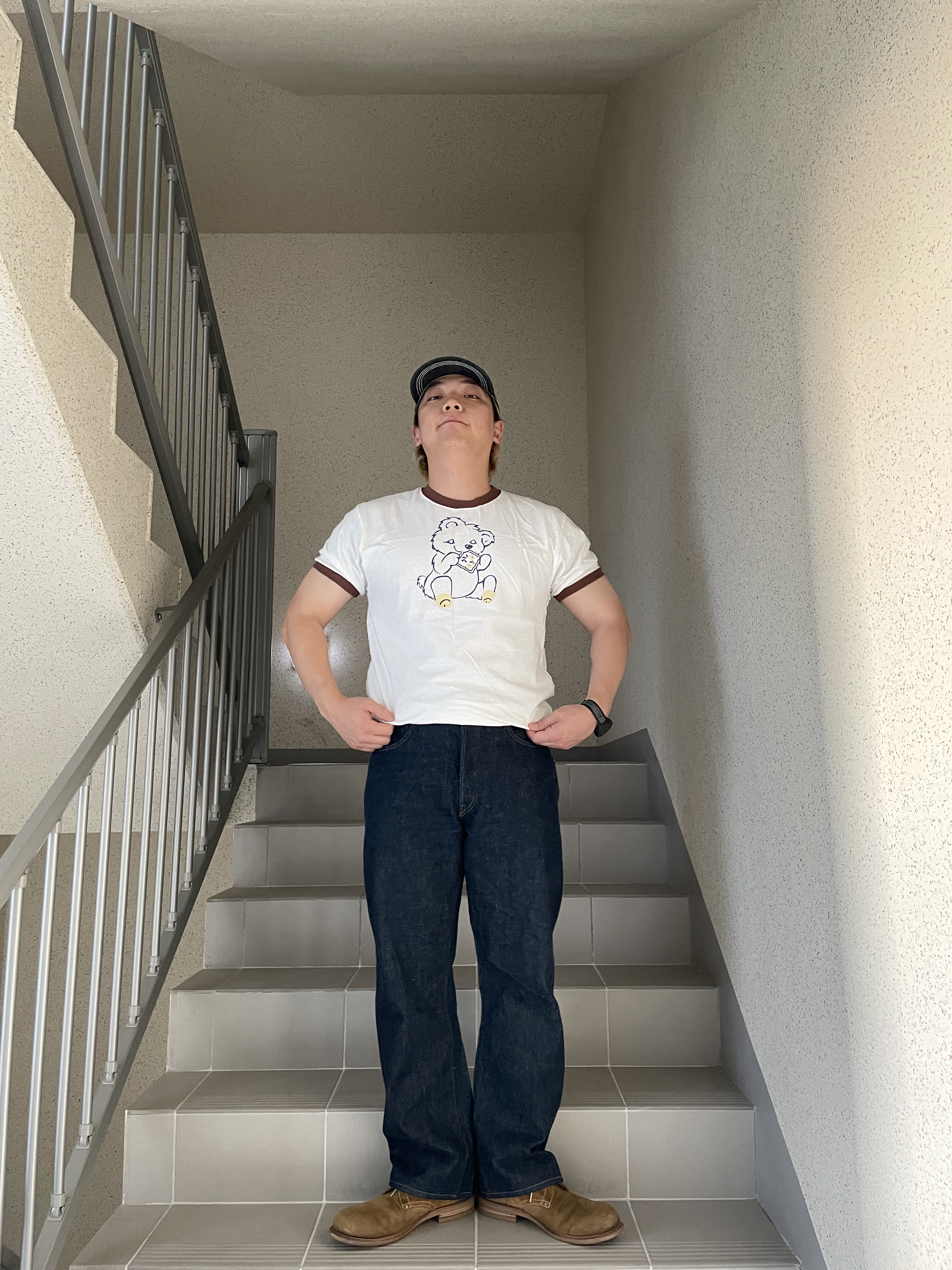 Kapital 20-T Ringer T-Shirt Peckish Patch White 착용 스타일 - 5