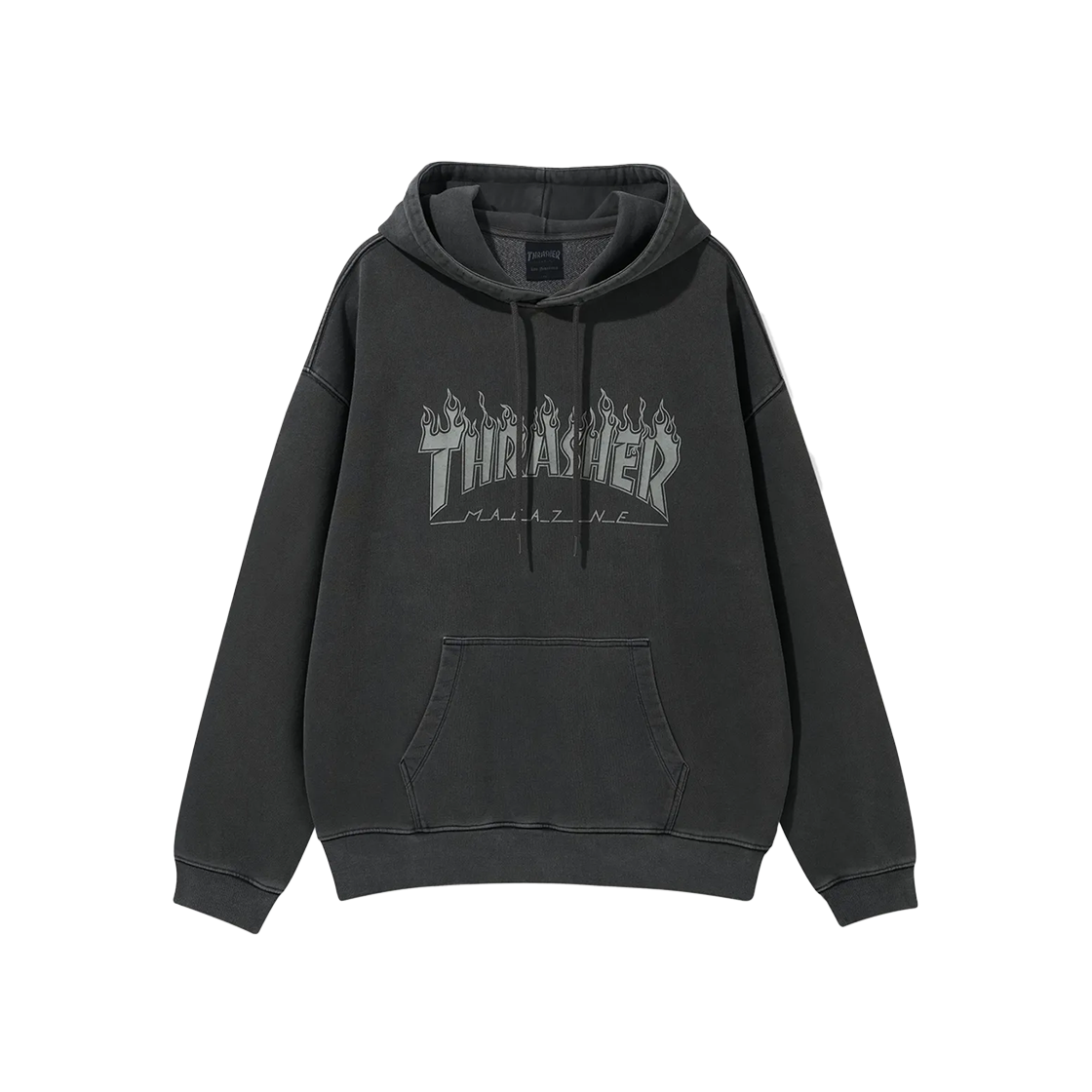 TR2403HD04CH THRASHER Flame Pigment Dyeing Hoodie Charcoal