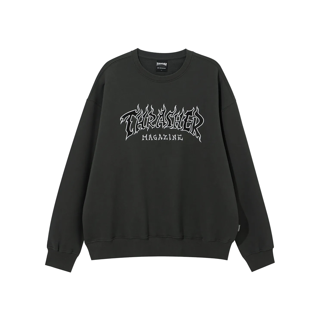 트레셔 아웃라인드 파이어 로고 맨투맨 차콜(THRASHER Outlined Fire Logo Sweatshirt Charcoal) - 1