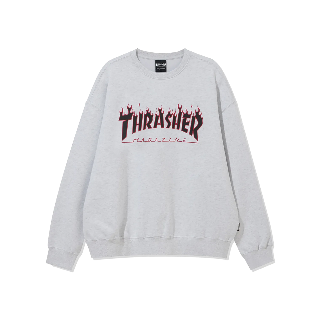 트레셔 투컬러 플레임 로고 맨투맨 화이트 멜란지(THRASHER Two Color Flame Logo Sweatshirt White Melange)