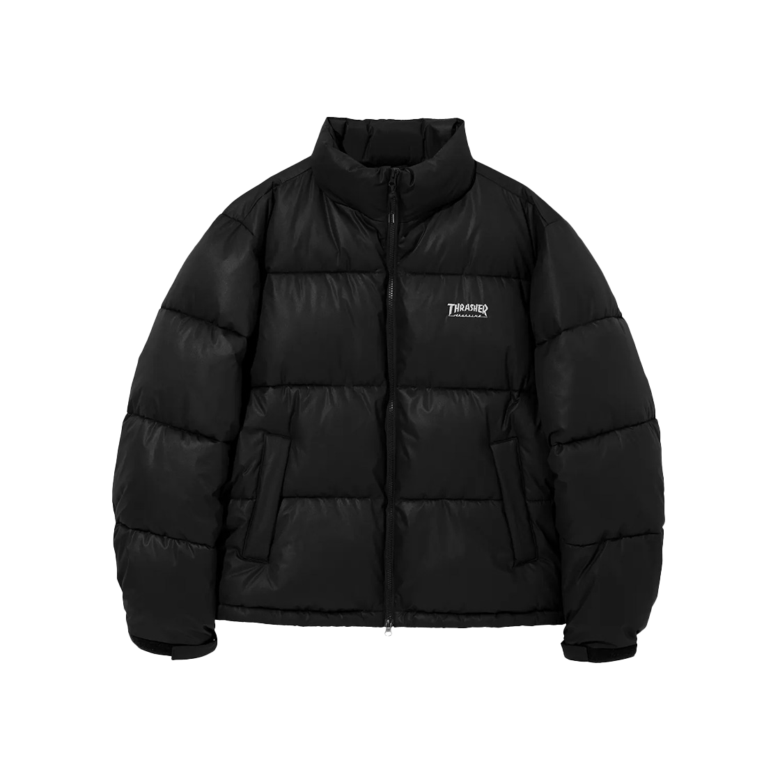트레셔 엠보스 로고 숏 푸퍼 블랙(THRASHER Embossed Logo Short Puffer Black)