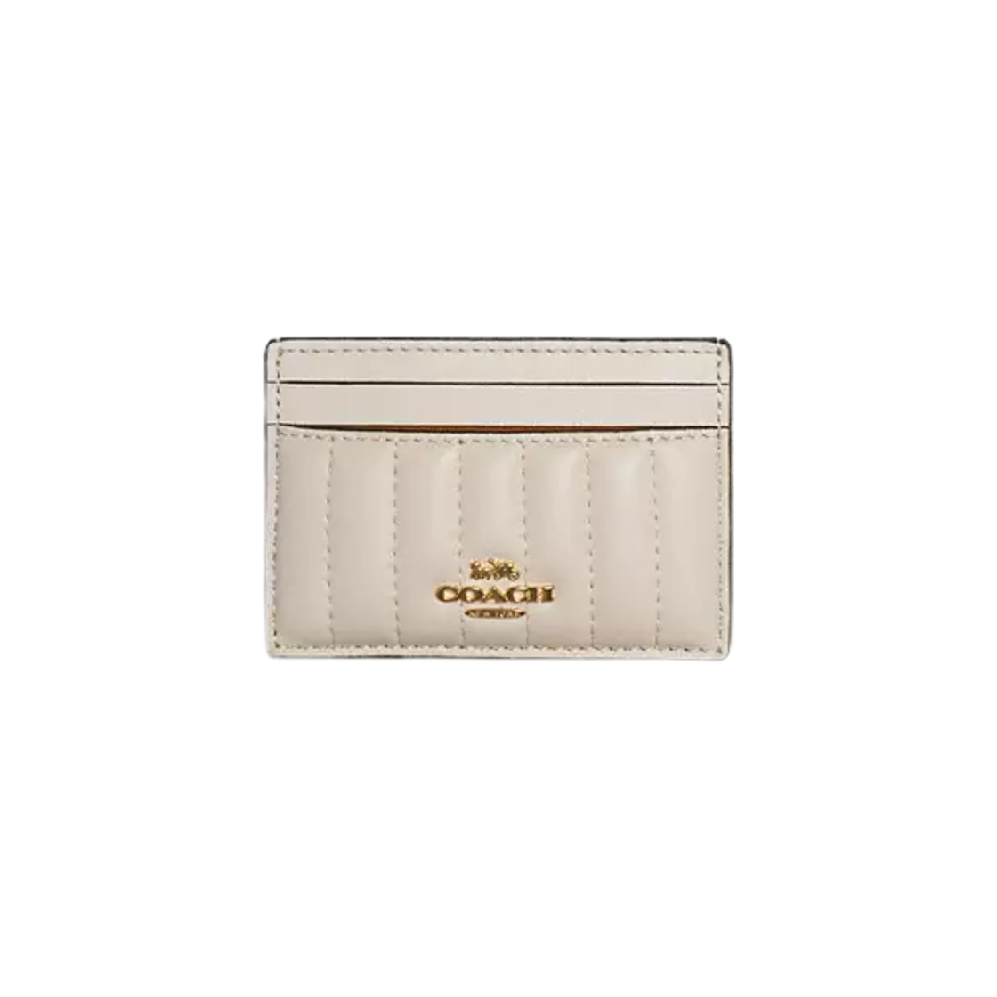 2980-IMCHK Coach Card Case with Linear Quilting Chalk