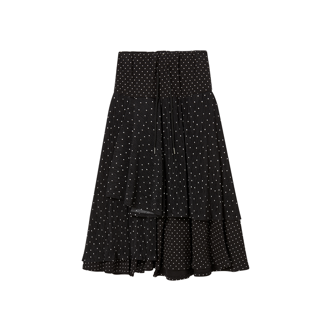 RG_SK_030 Rogin N Rosie Unbalanced Layer Dot Maxi Skirt Black
