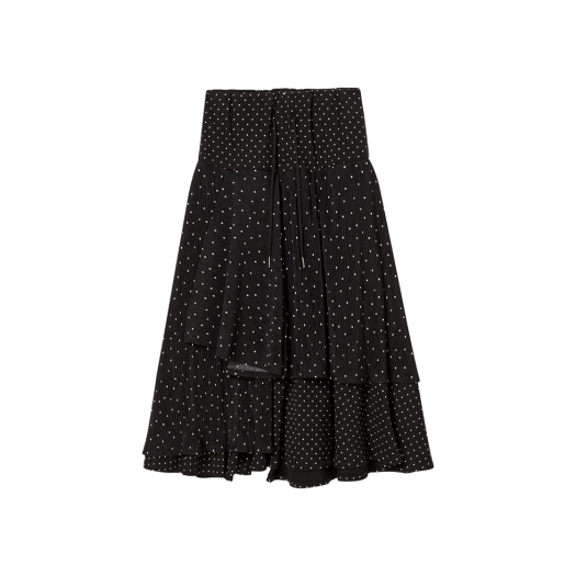 RG_SK_030 Rogin N Rosie Unbalanced Layer Dot Maxi Skirt Black