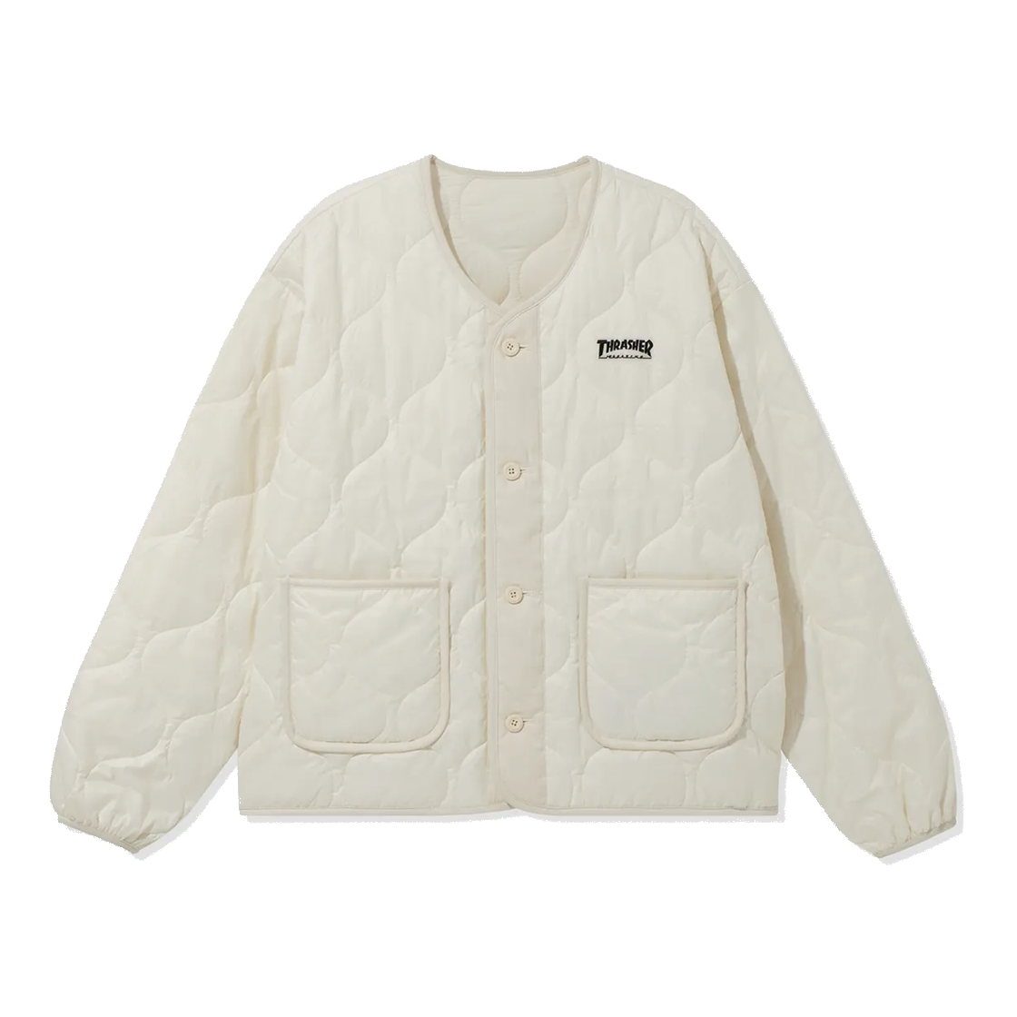 트레셔 플레임 로고 퀼팅 자켓 아이보리(THRASHER Flame Logo Quilting Jacket Ivory)