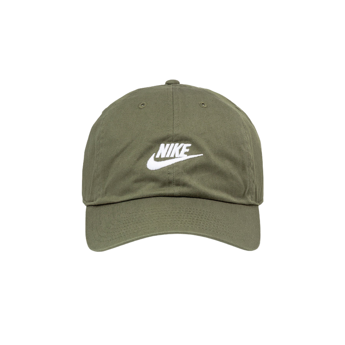 나이키 클럽 언스트럭처 퓨추라 워시드 캡 미디움 올리브 화이트(Nike Club Unstructured Futura Washed Cap Medium Olive White)