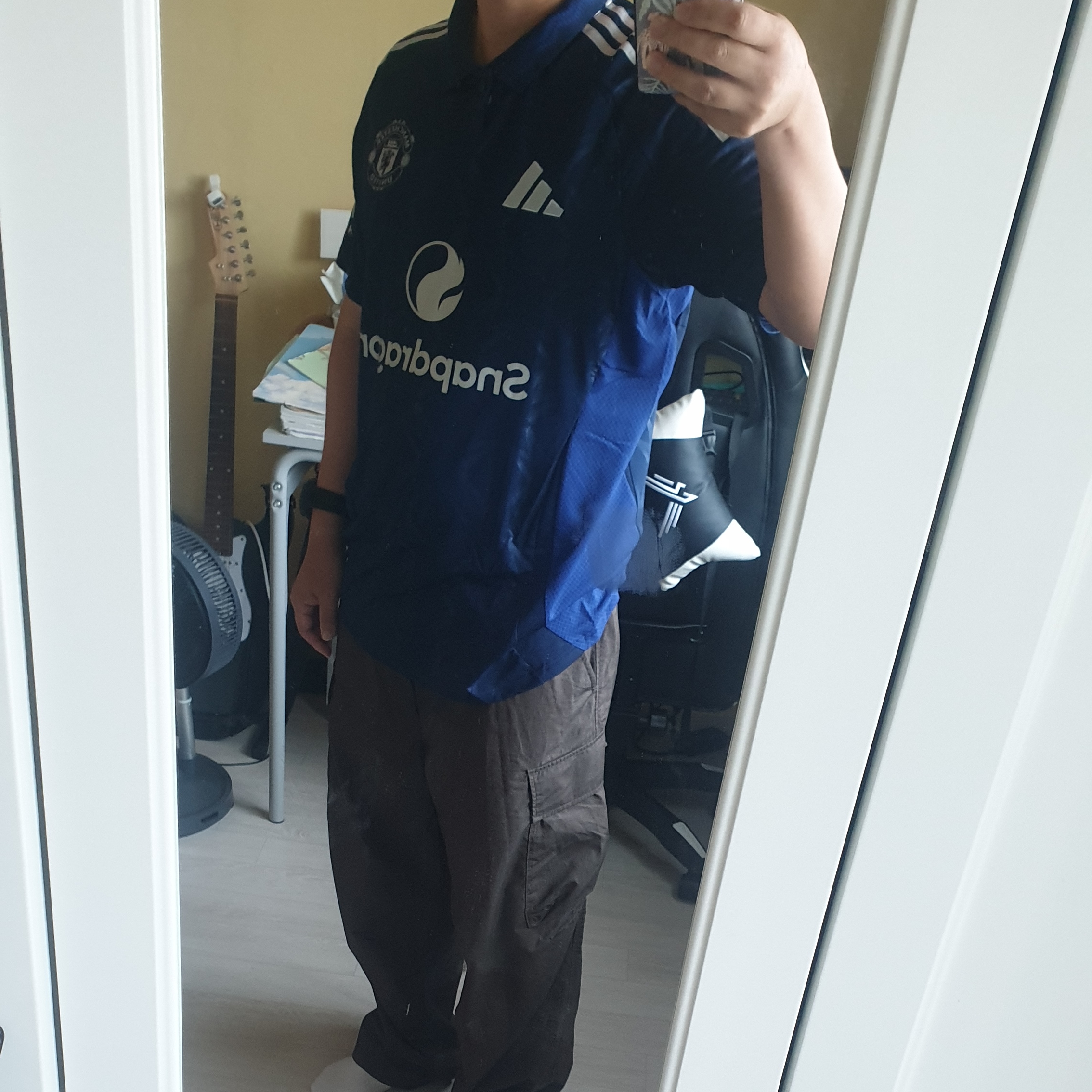 Adidas Manchester United 2024/25 Away Jersey Night Indigo - KR Sizing (Non Marking Ver.) 착용 스타일