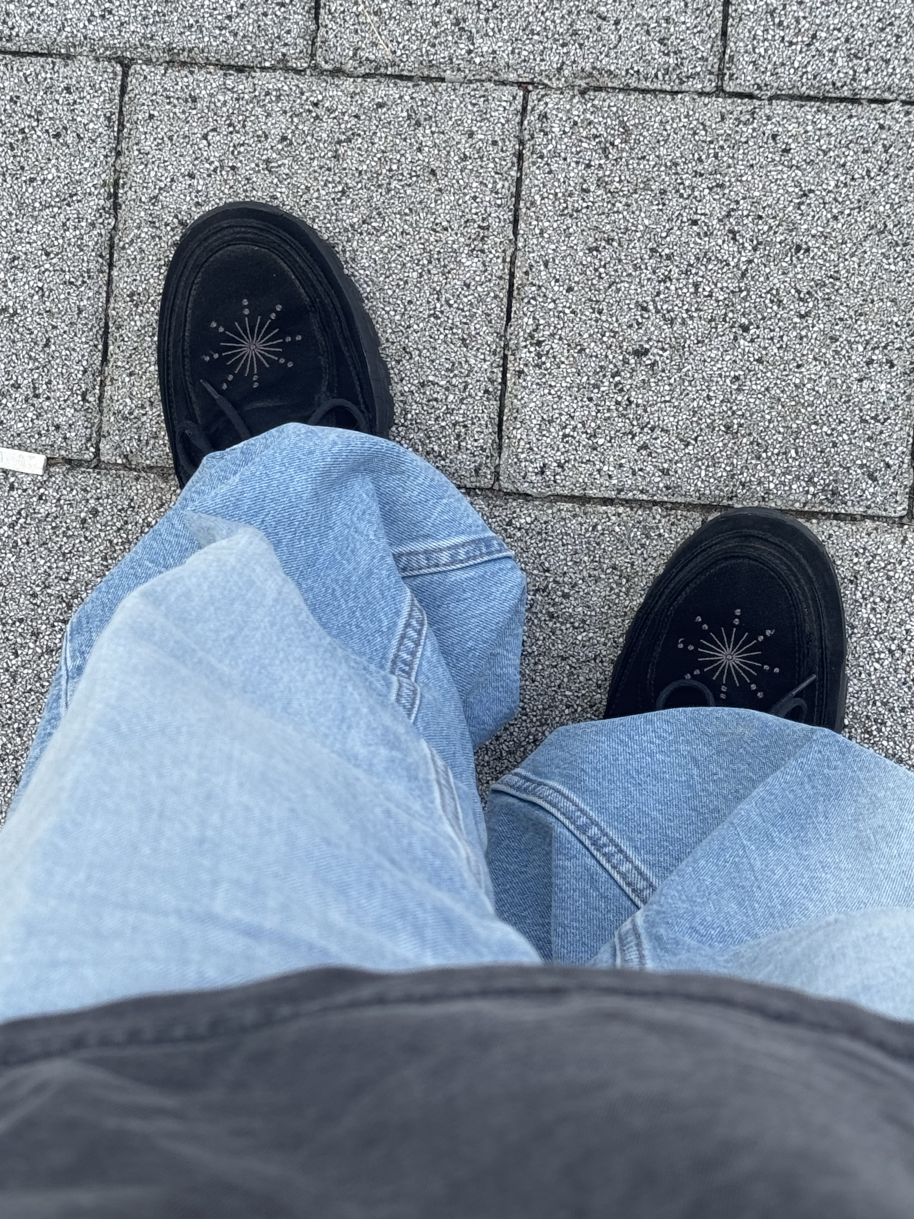 [KREAM 단독] Millo Archive X Negative Three Crescendo Desert Boots Black, Uniqlo x JW Anderson Straight Jean Blue - KR 착용 스타일