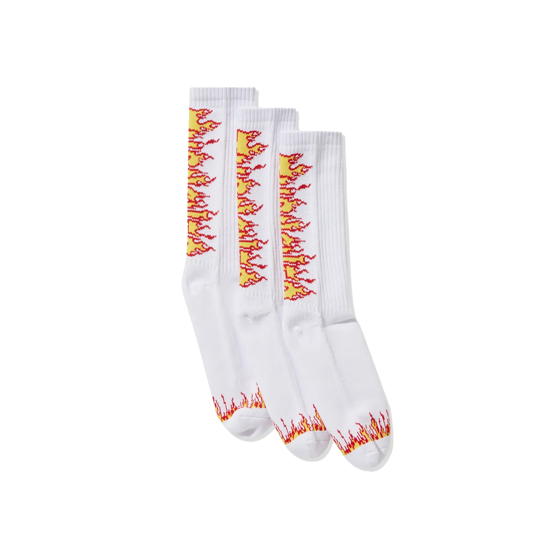 트레셔 (3PACK) 플레임 로고 크루 삭스 화이트(THRASHER (3Pack) Flame Logo Crew Socks White)
