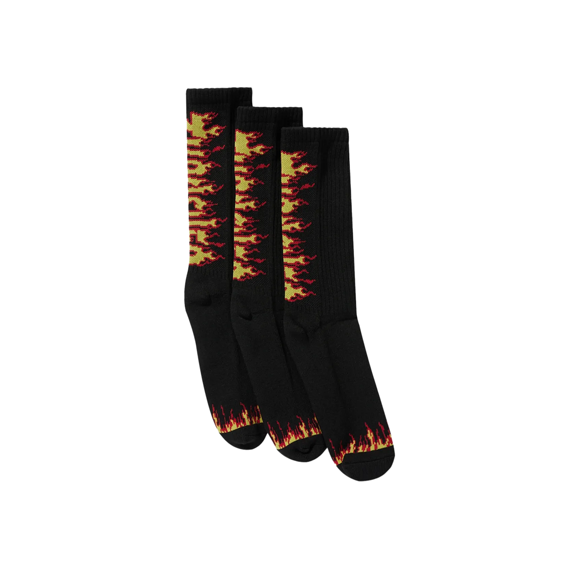 트레셔 (3PACK) 플레임 로고 크루 삭스 블랙(THRASHER (3Pack) Flame Logo Crew Socks Black)