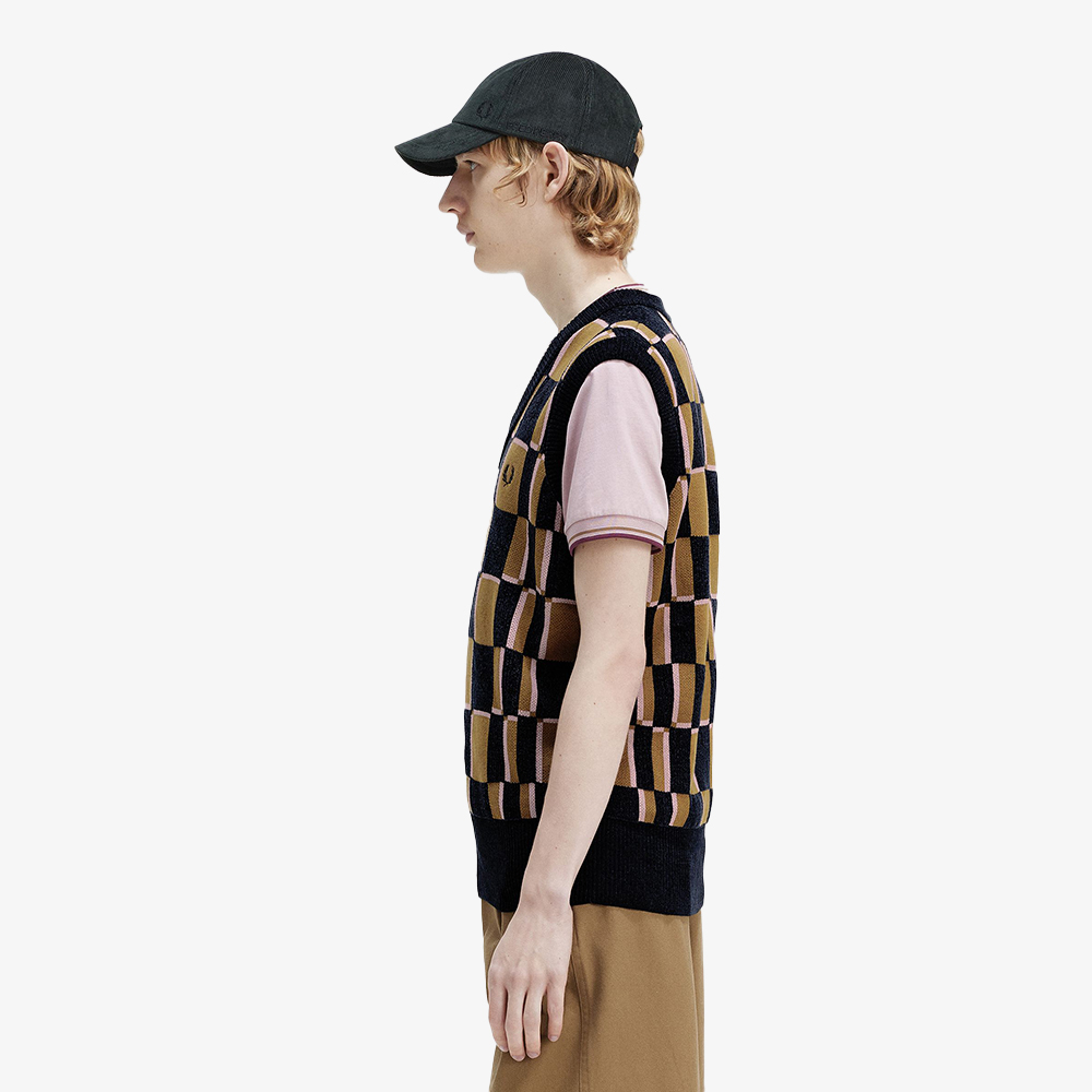 프레드페리 글리치 체커보드 베스트 쉐이드스톤 네이비(Fred Perry Glitch Chequerboard Vest Shaded Stone) - 3