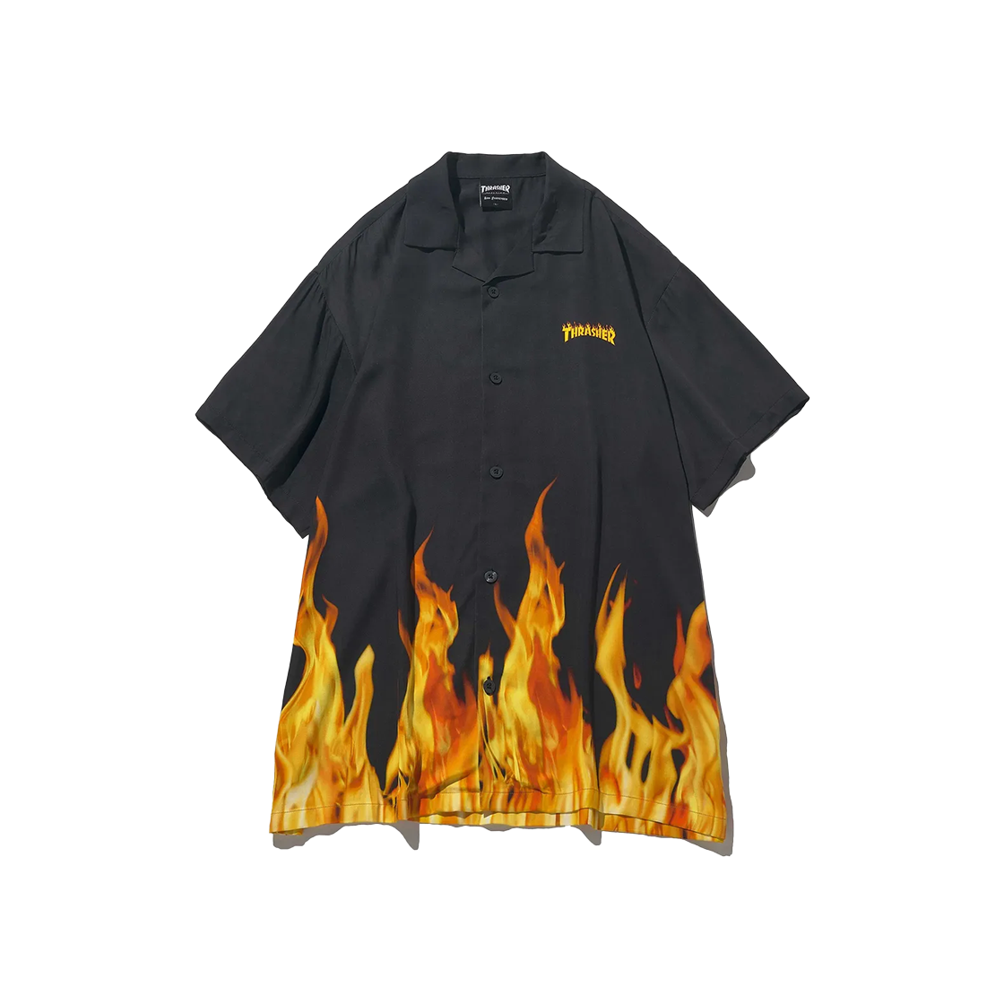 TR2302SS03BK THRASHER Allover Flame Half Shirt Black