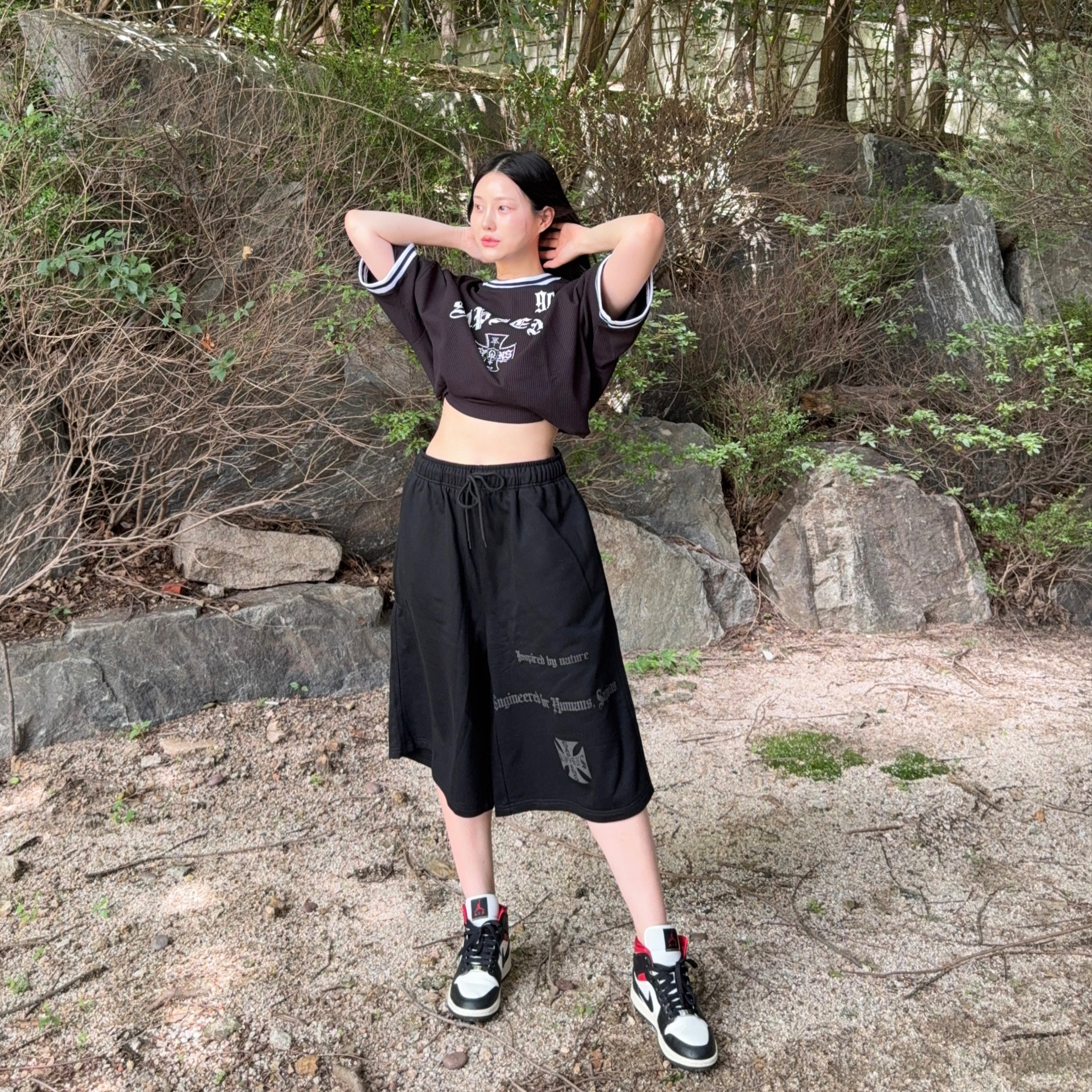 Sapiens Ninety Ringer Over Fit Short Sleeves Black, [KREAM 단독][예약 배송] Sapiens Engineered Over Fit Shorts Black 착용 스타일 - 3