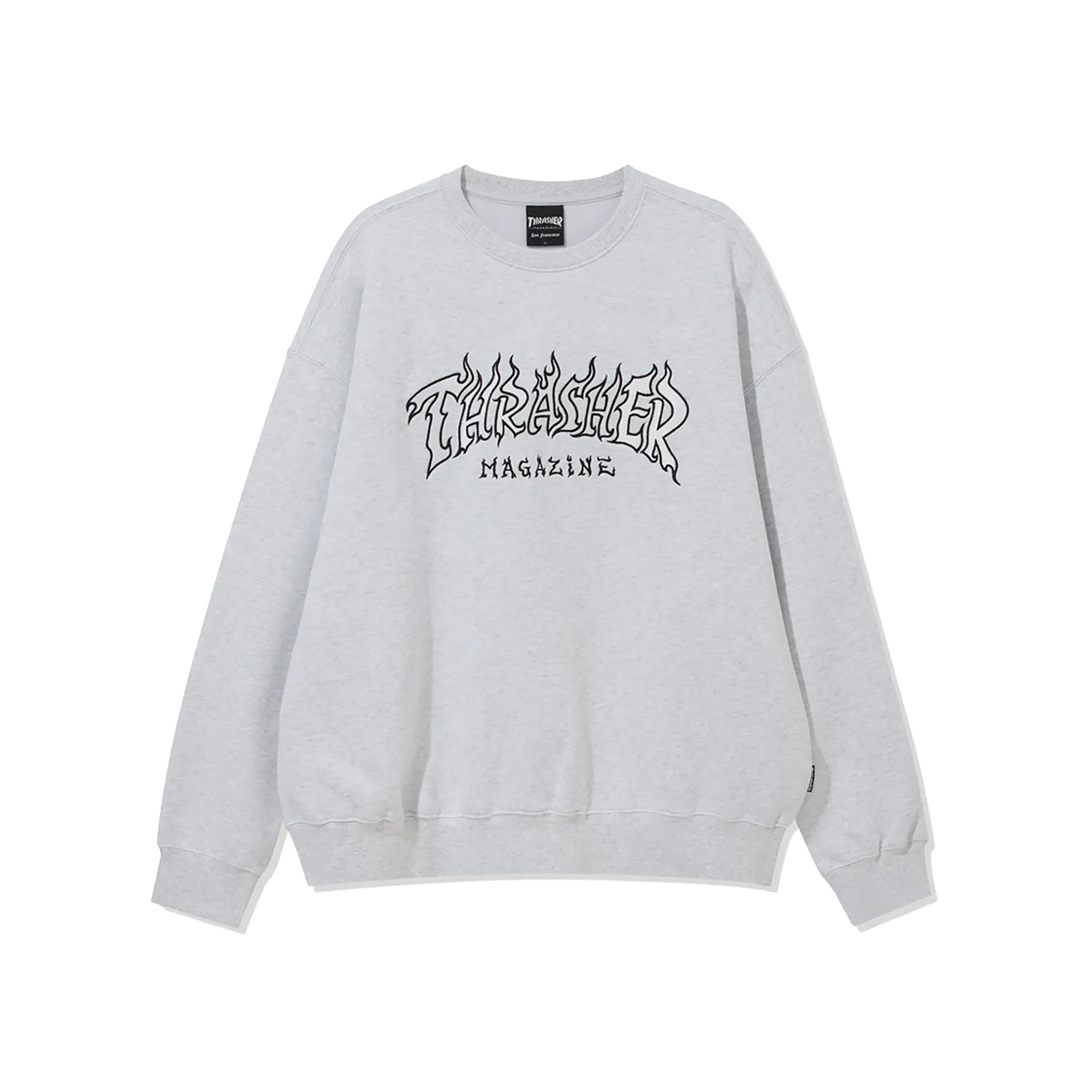 트레셔 아웃라인드 파이어 로고 맨투맨 화이트 멜란지(THRASHER Outlined Fire Logo Sweatshirt White Melange) - 1