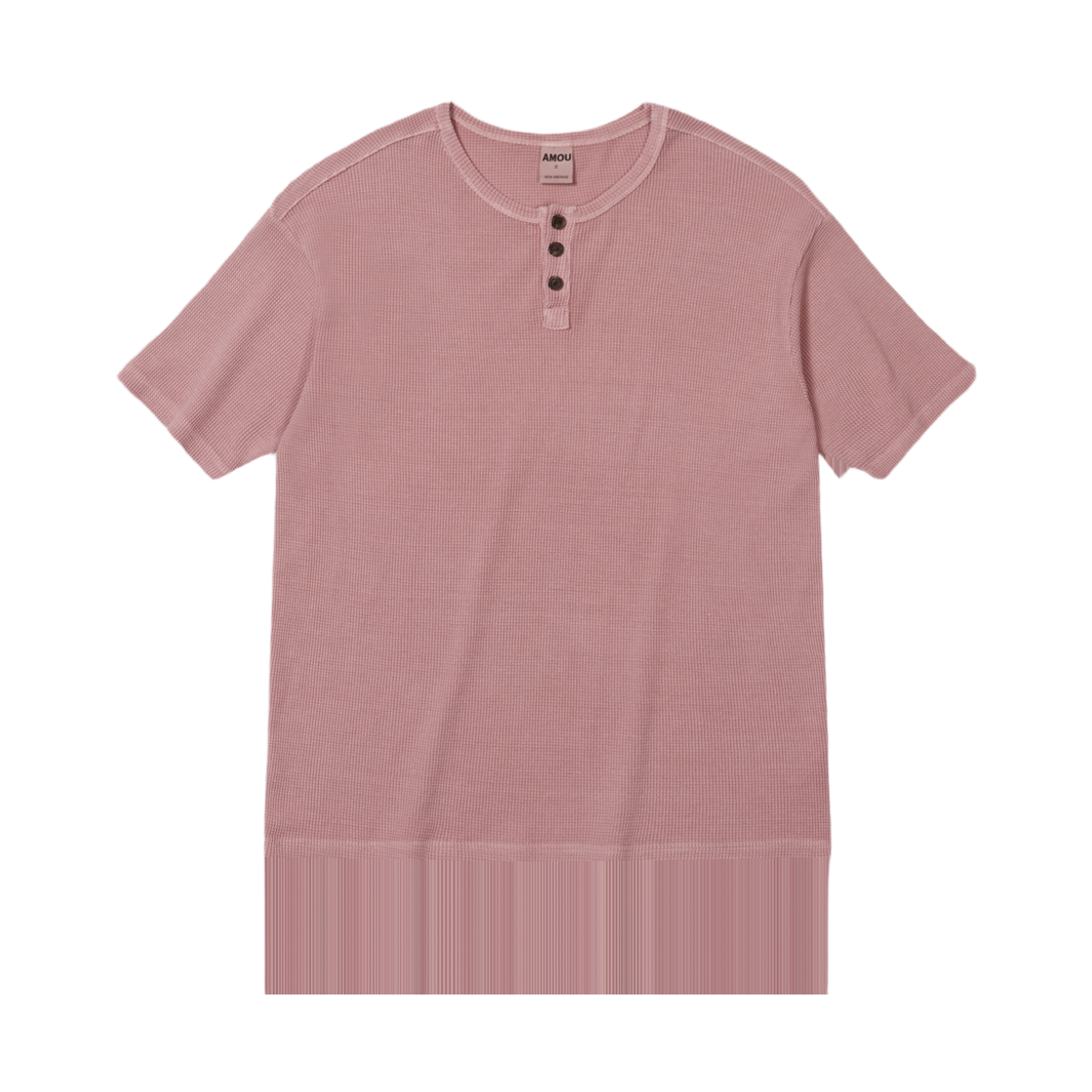 AM25SSHS27IP AMOU Pigment Waffle Crop Henley Neck Indigo Pink