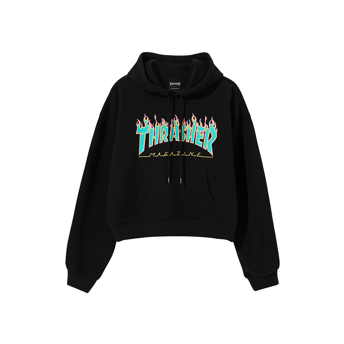 TR2403HD71BK THRASHER Flame Crop Hoodie Black