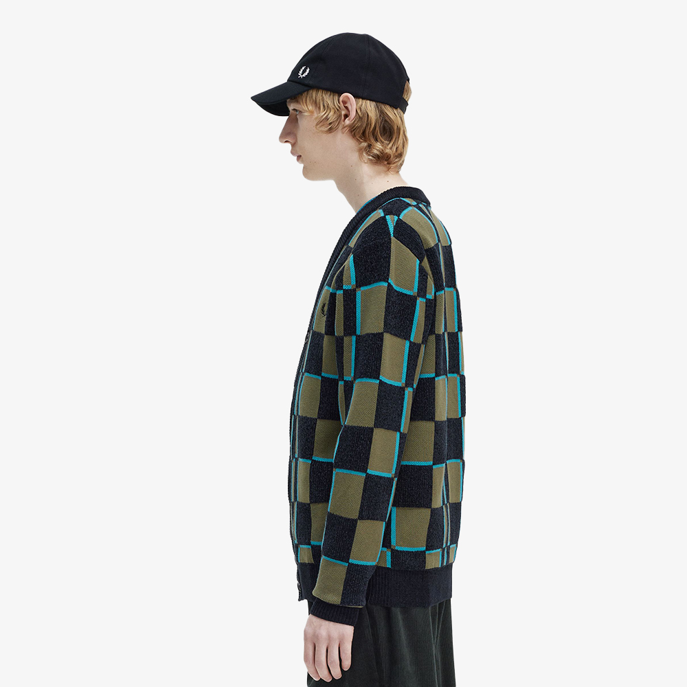 프레드페리 글리치 체커보드 가디건 유니폼그린 블랙(Fred Perry Glitch Chequerboard Cardigan Uniform Green) - 3