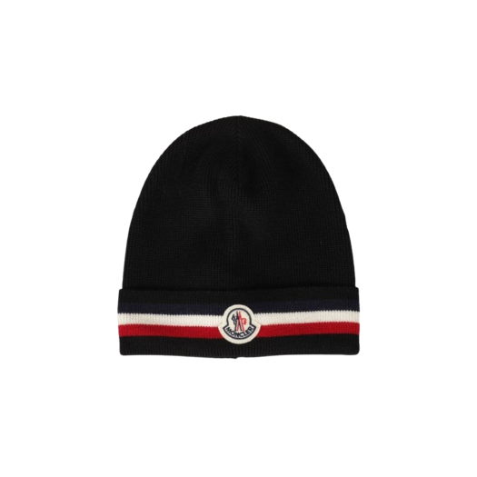 J2-091-3B00068-A9575-999 Moncler Tricolour Wool Beanie Black - 24FW
