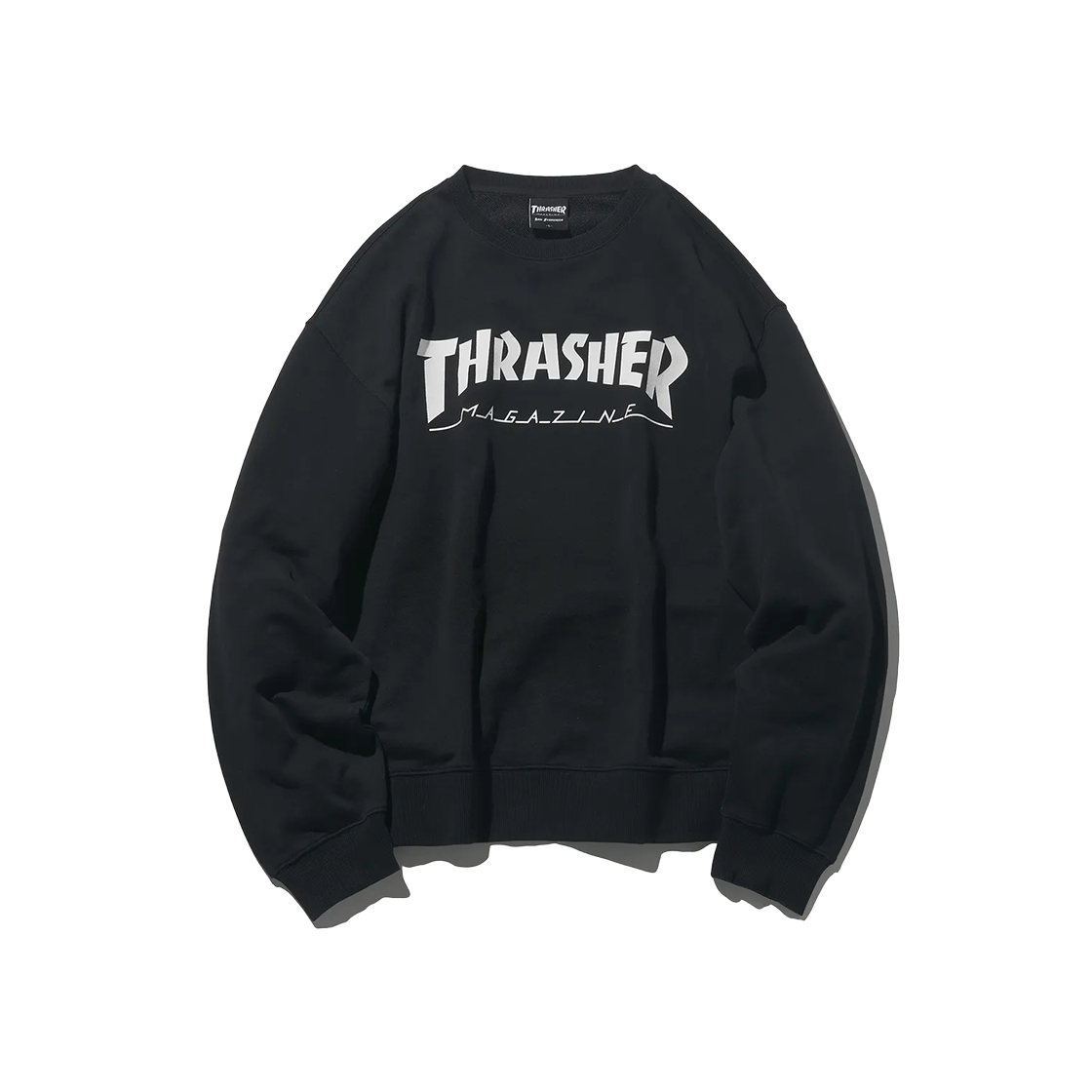 트레셔 매거진 로고 맨투맨 블랙/화이트(THRASHER Magazine Logo Sweatshirt Black/White)