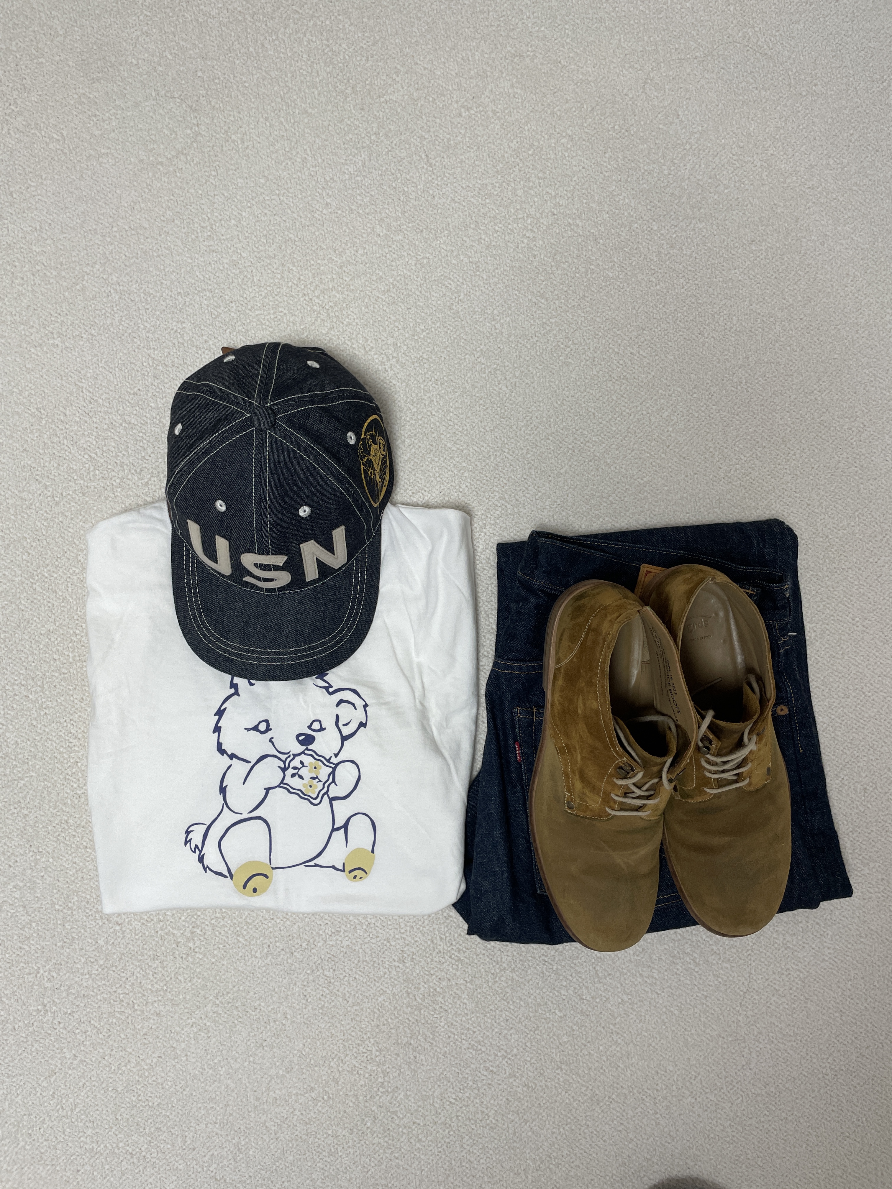 Kapital 20-T Ringer T-Shirt Peckish Patch White 착용 스타일 - 1