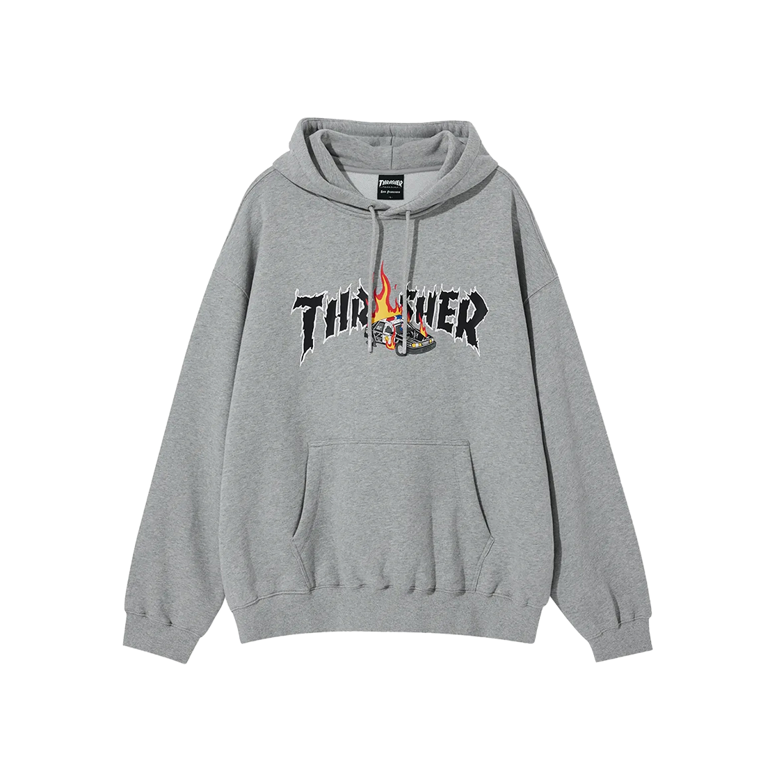 TR2403HD07MG THRASHER Burning Car Graphic Hoodie Gray