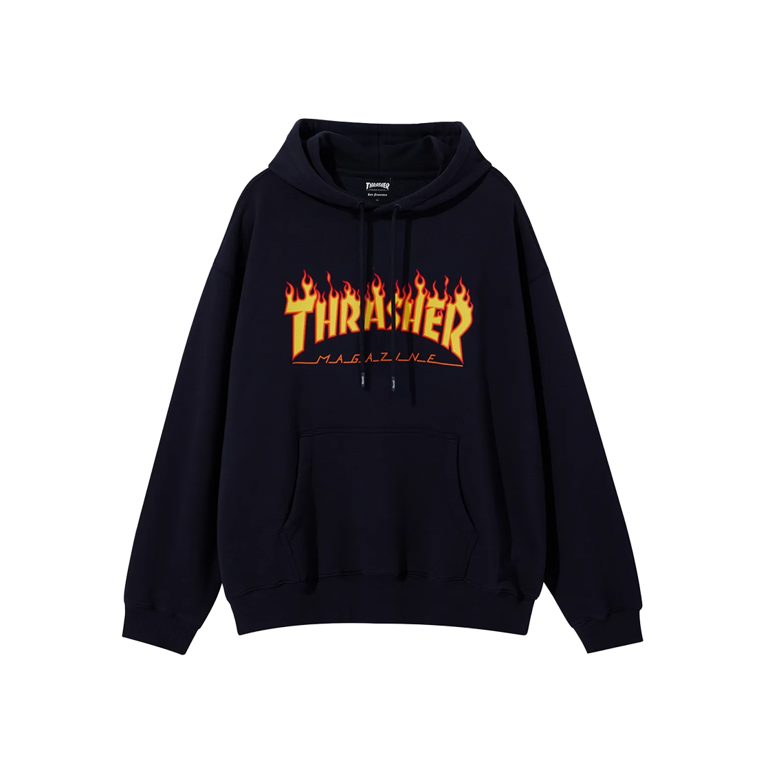 TR2403HD02NA THRASHER [Brushed/Unbrushed] Flame Logo Hoodie Navy