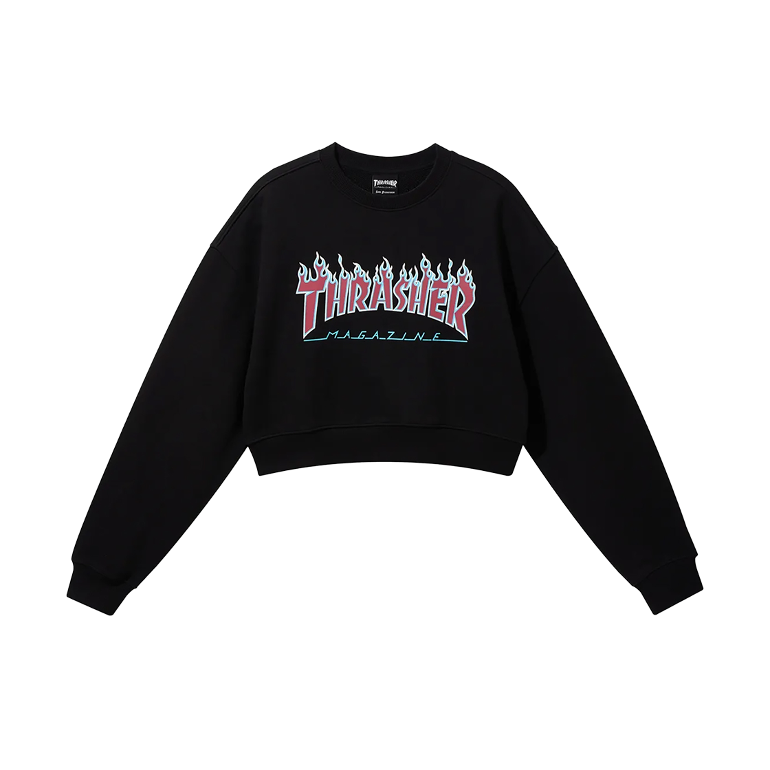 트레셔 플레임 크롭 맨투맨 블랙(THRASHER Flame Crop Sweatshirt Black) - 1