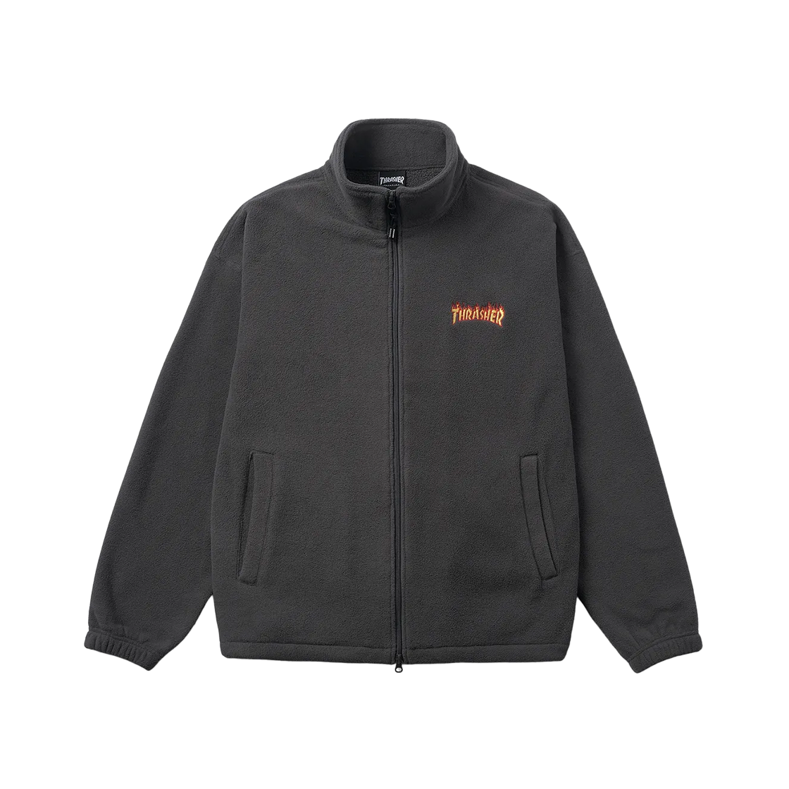 트레셔 스몰 플레임 로고 플리스 집업 자켓 차콜(THRASHER Small Flame Logo Fleece Zip-Up Jacket Charcoal)