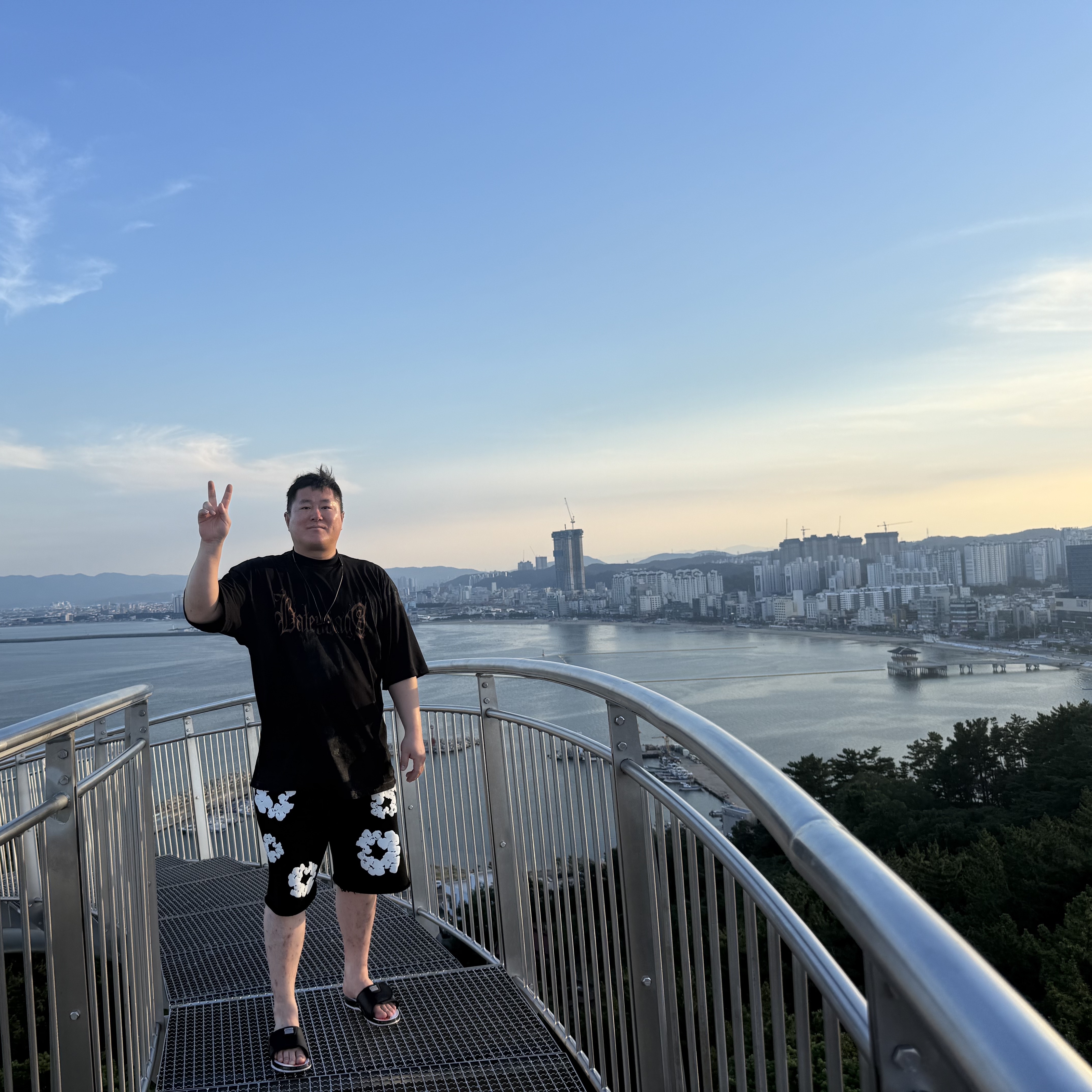 Denim Tears The Cotton Wreath Shorts Black, Balenciaga Heavy Metal T-Shirt Large Fit Black Faded 착용 스타일 - 1