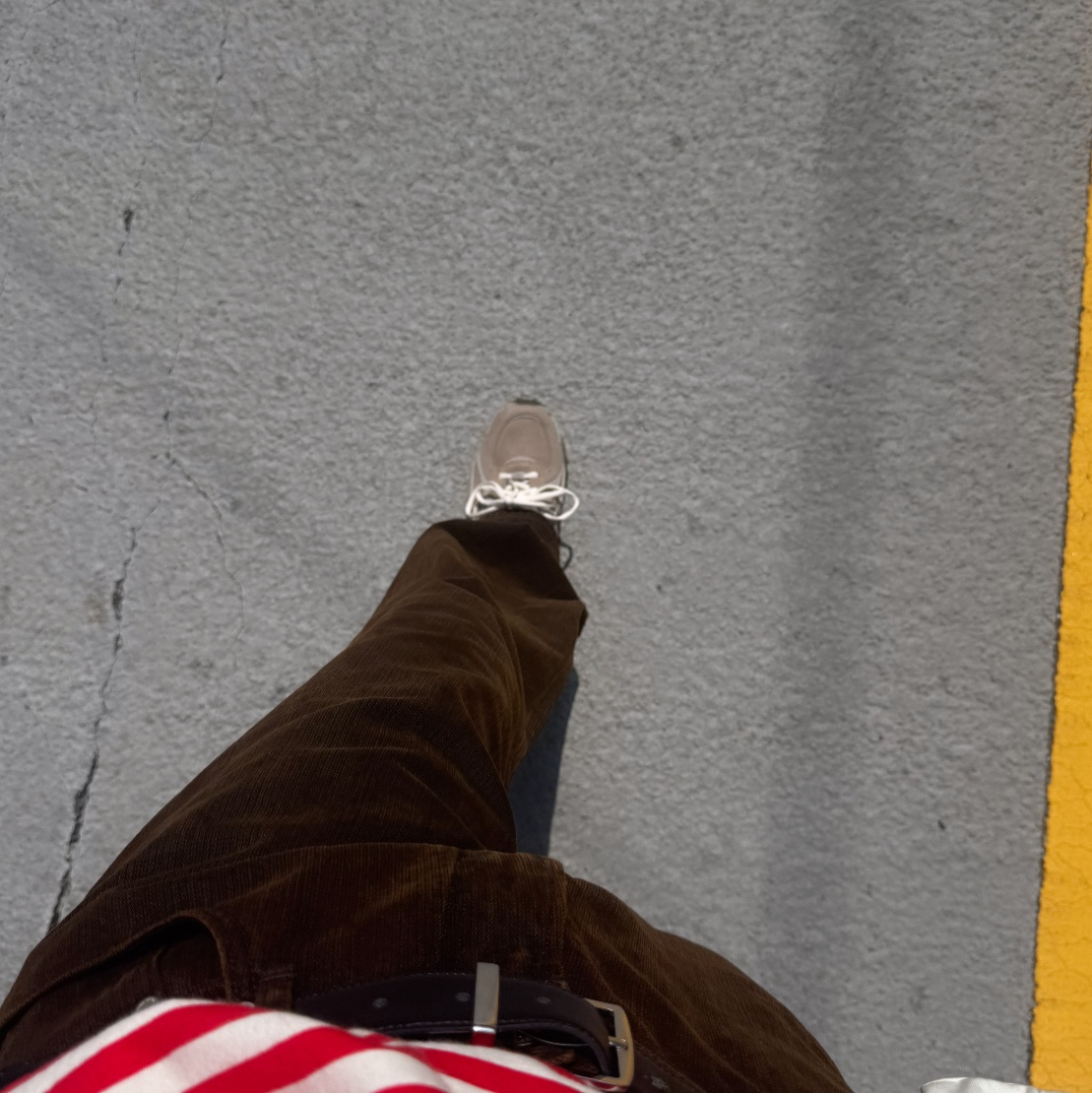 New Balance 204L Suede Mushroom Arid Stone, STU Straight Denim Pants Brown 착용 스타일 - 2