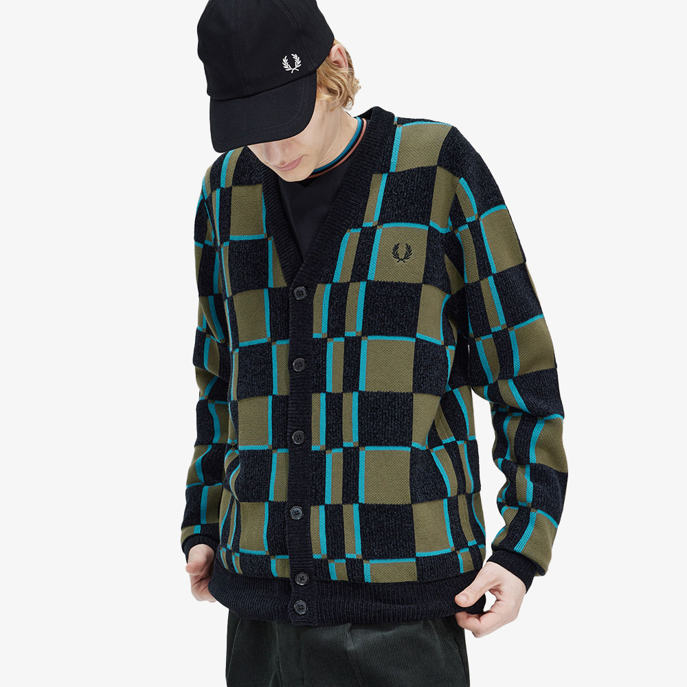프레드페리 글리치 체커보드 가디건 유니폼그린 블랙(Fred Perry Glitch Chequerboard Cardigan Uniform Green) - 6