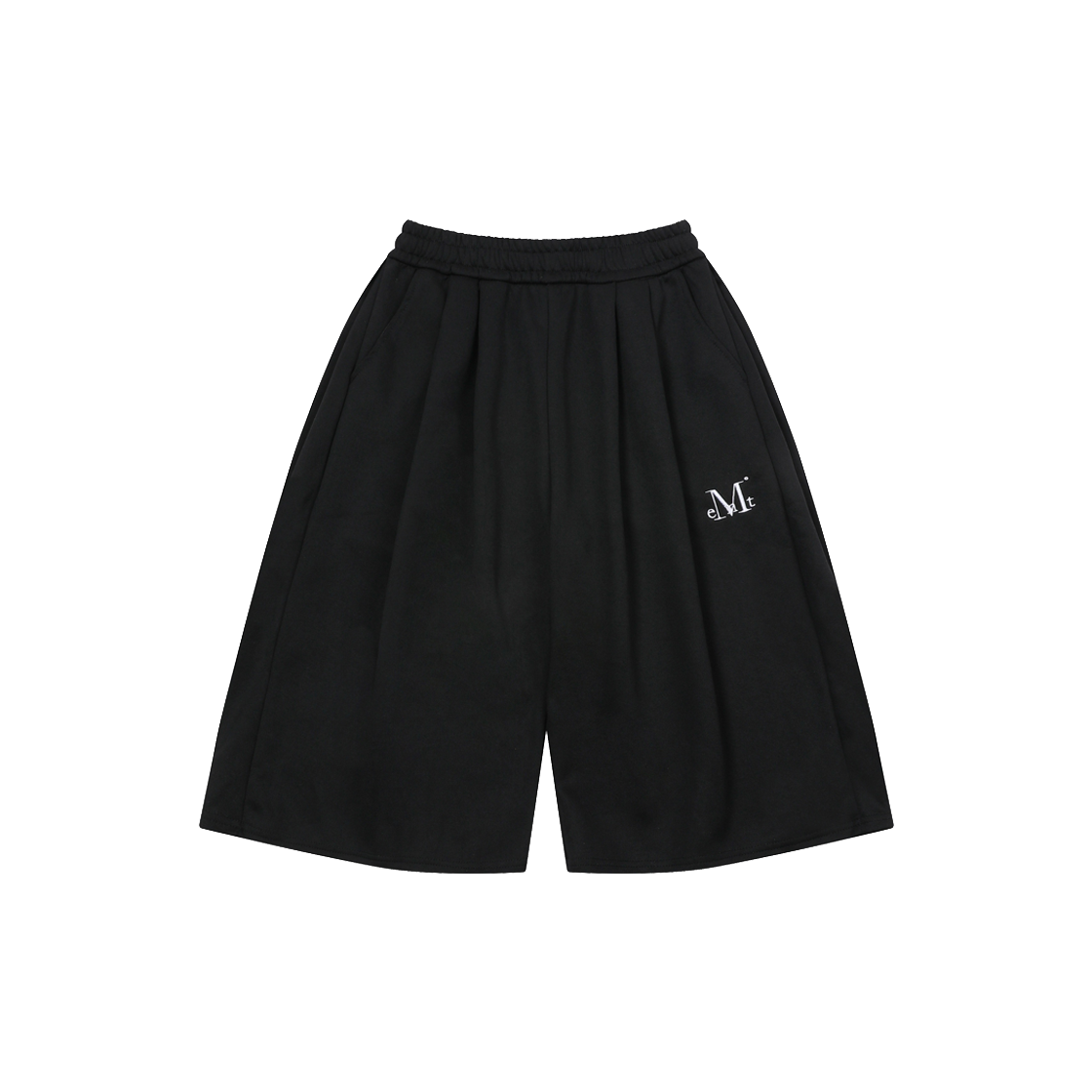 P00000ZK MUCENT Mars Side Pintuck Bermuda Half Pants Unisex Black