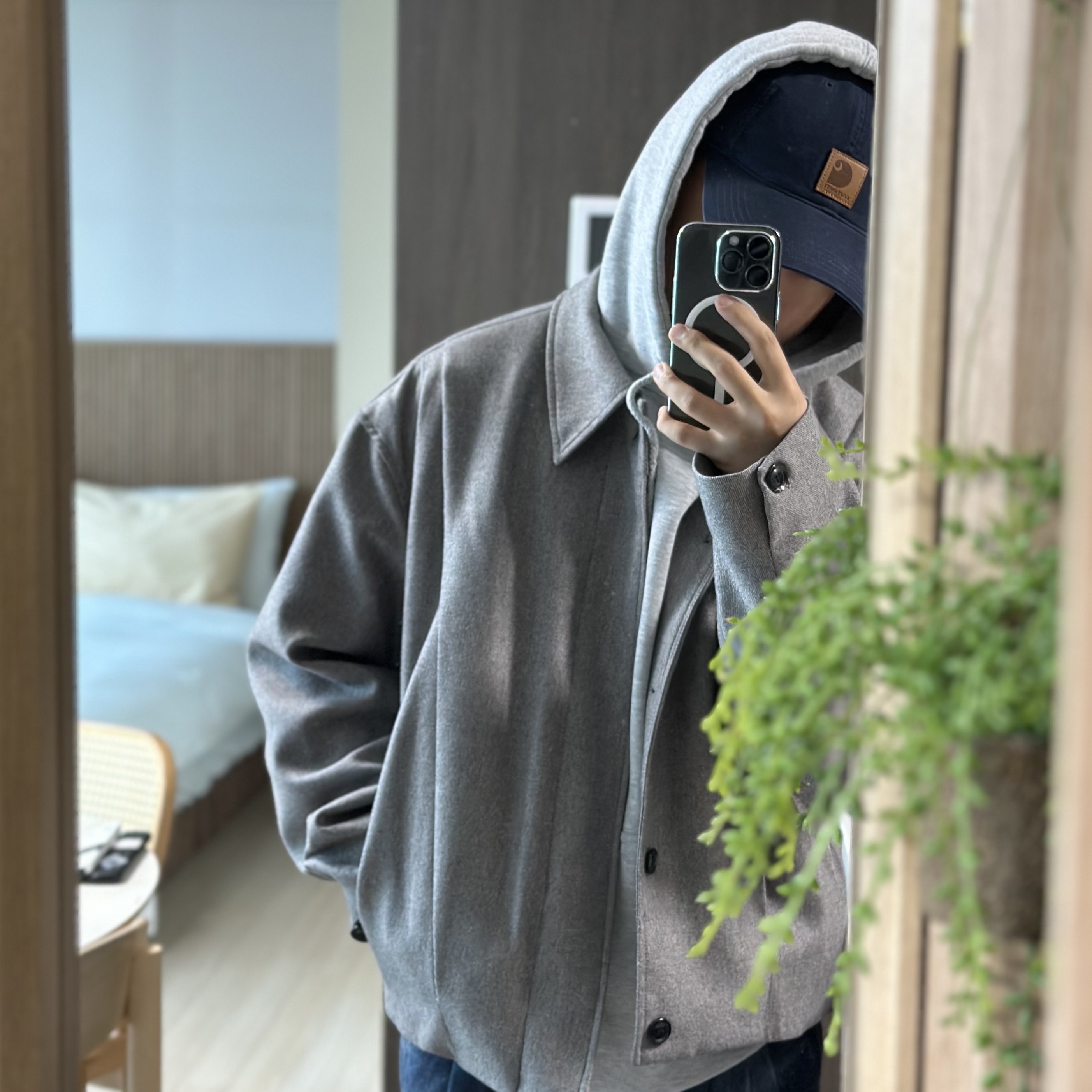 Carhartt Canvas Cap Navy 착용 스타일 - 1