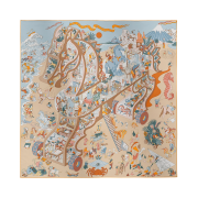 Hermes Academia Hippica Scarf 90 & Bleu Glacier Sable Bouton D'or
