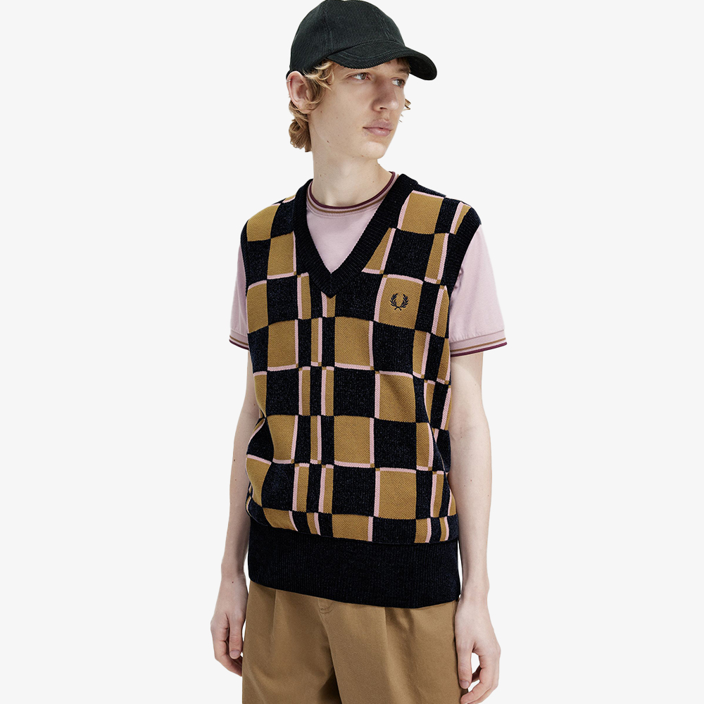 프레드페리 글리치 체커보드 베스트 쉐이드스톤 네이비(Fred Perry Glitch Chequerboard Vest Shaded Stone) - 4