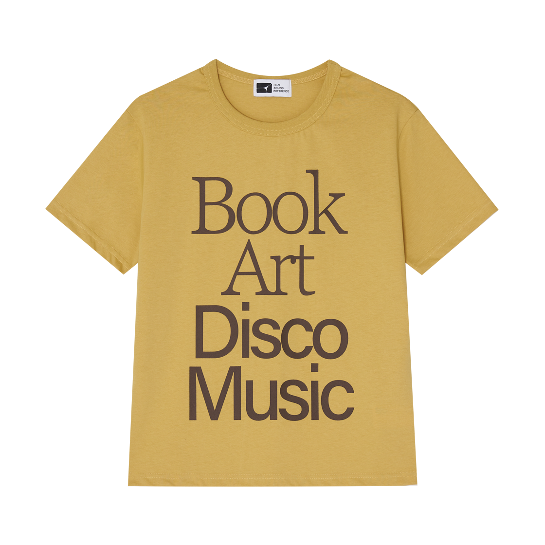 하이파이 사운드 레퍼런스 북, 뮤짘 티셔츠, 머스타드(Hifi Sound Reference Book, Musik T-Shirts, Mustard)