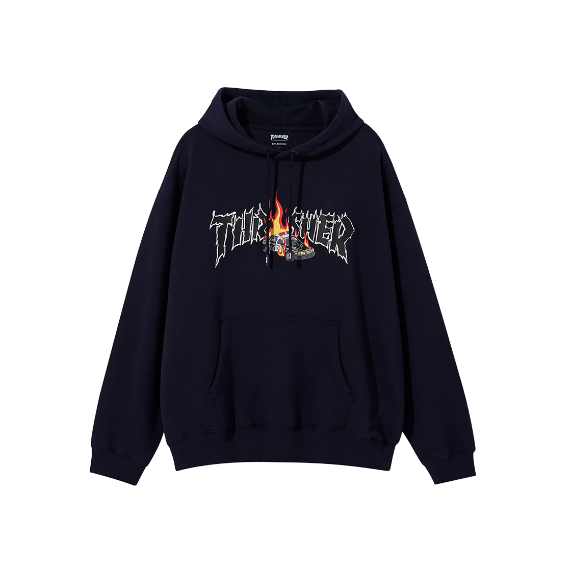 TR2403HD07NA THRASHER Burning Car Graphic Hoodie Navy