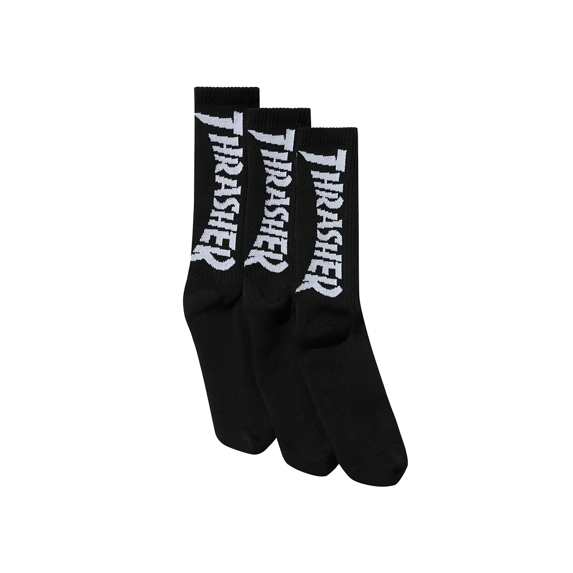 트레셔 (3PACK) 매거진 로고 크루 삭스 블랙(THRASHER (3Pack) Magazine Logo Crew Socks Black)